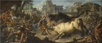 Jason taming the bulls of Aeetes